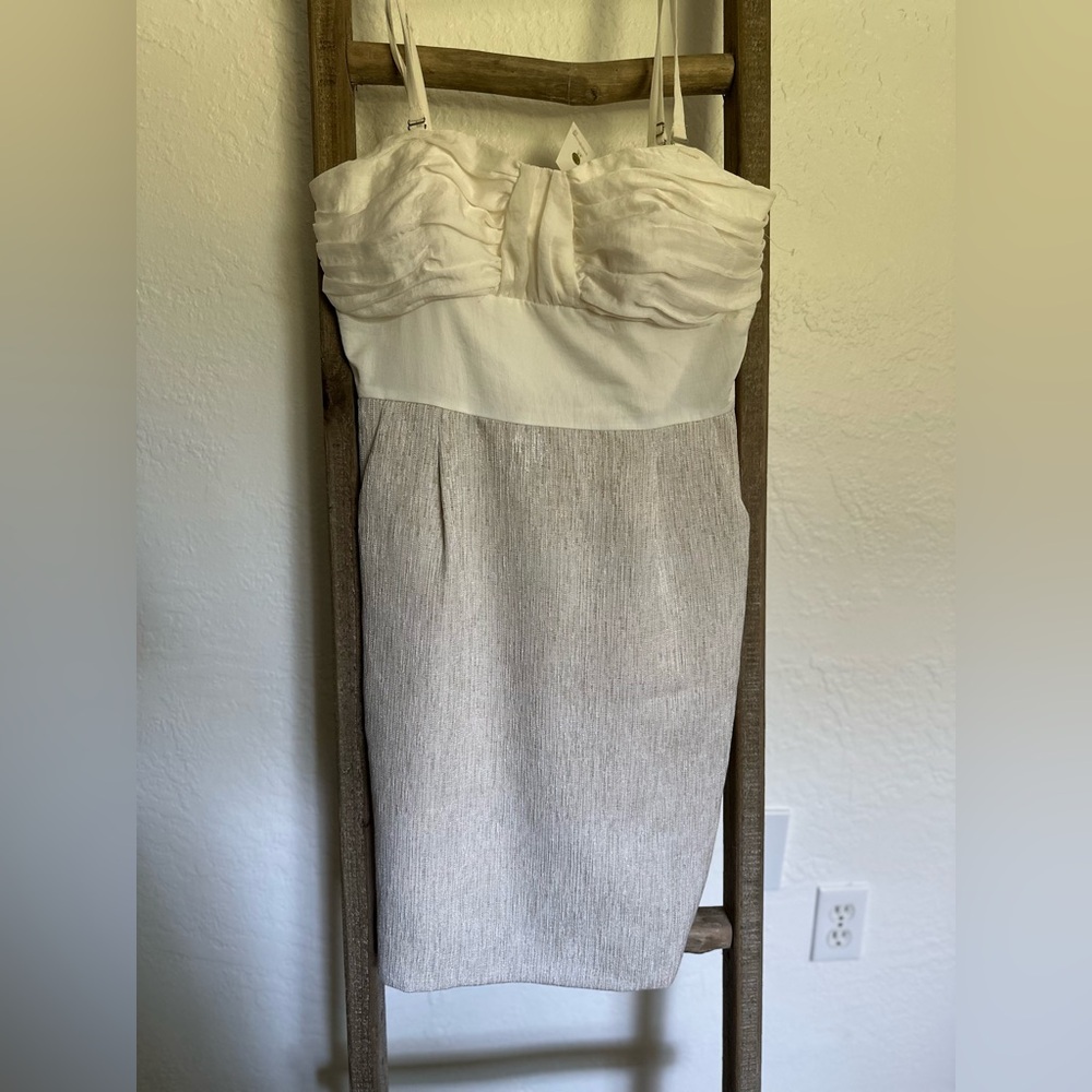 Daniel Cremieux Cream and Gray Mini Dress